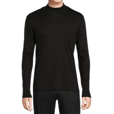 BLACK MOCK NECK LONG SLEEVE SHIRT