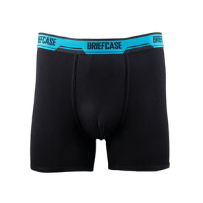 BRIEFCASE MEN'S SINGLE BOXER BRIEFS WITH INTERNAL POUCH - BLACK