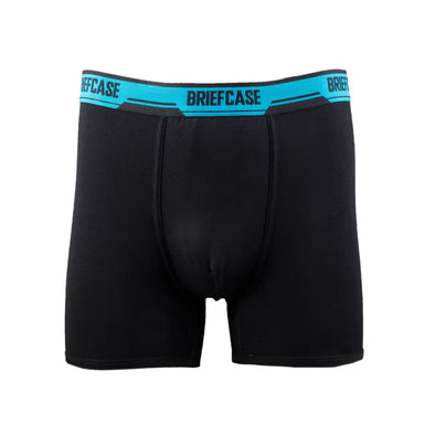 BRIEFCASE MEN'S SINGLE BOXER BRIEFS WITH INTERNAL POUCH - BLACK