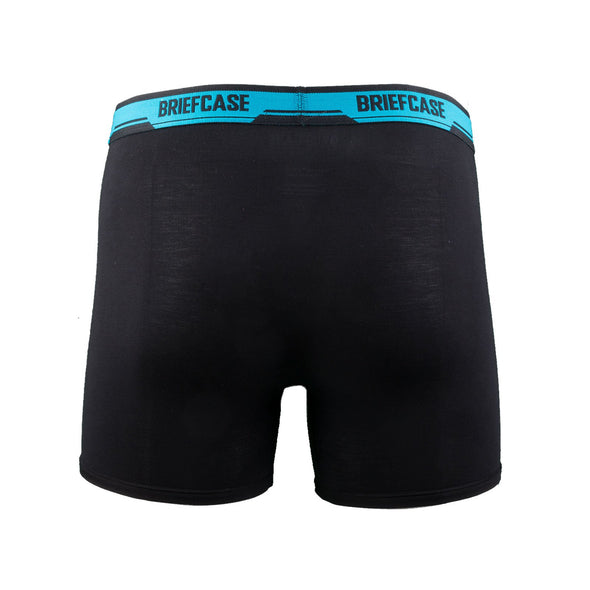 BRIEFCASE MEN'S SINGLE BOXER BRIEFS WITH INTERNAL POUCH - BLACK