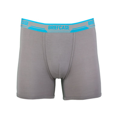 BRIEFCASE MEN'S SINGLE BOXER BRIEFS WITH INTERNAL POUCH - GREY