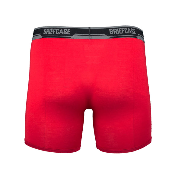 BRIEFCASE MEN'S SINGLE BOXER BRIEFS WITH INTERNAL POUCH - RED