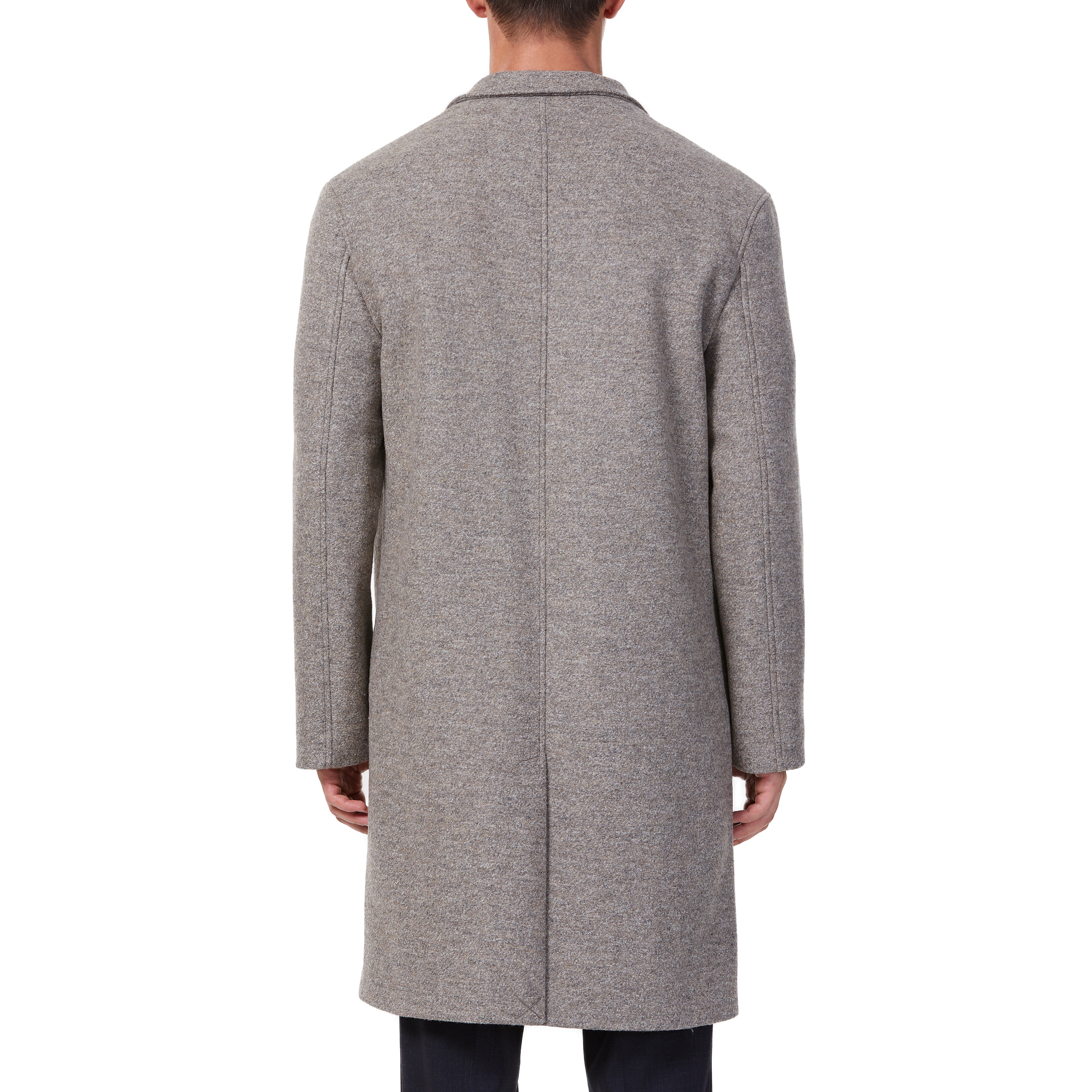 ÊMen's Long Sleeve Beige Overcoat 2 Button Closure Peaked Lapel in ÊMen's Long Sleeve Beige Overcoat 2 Button Closure Peaked Lapel in