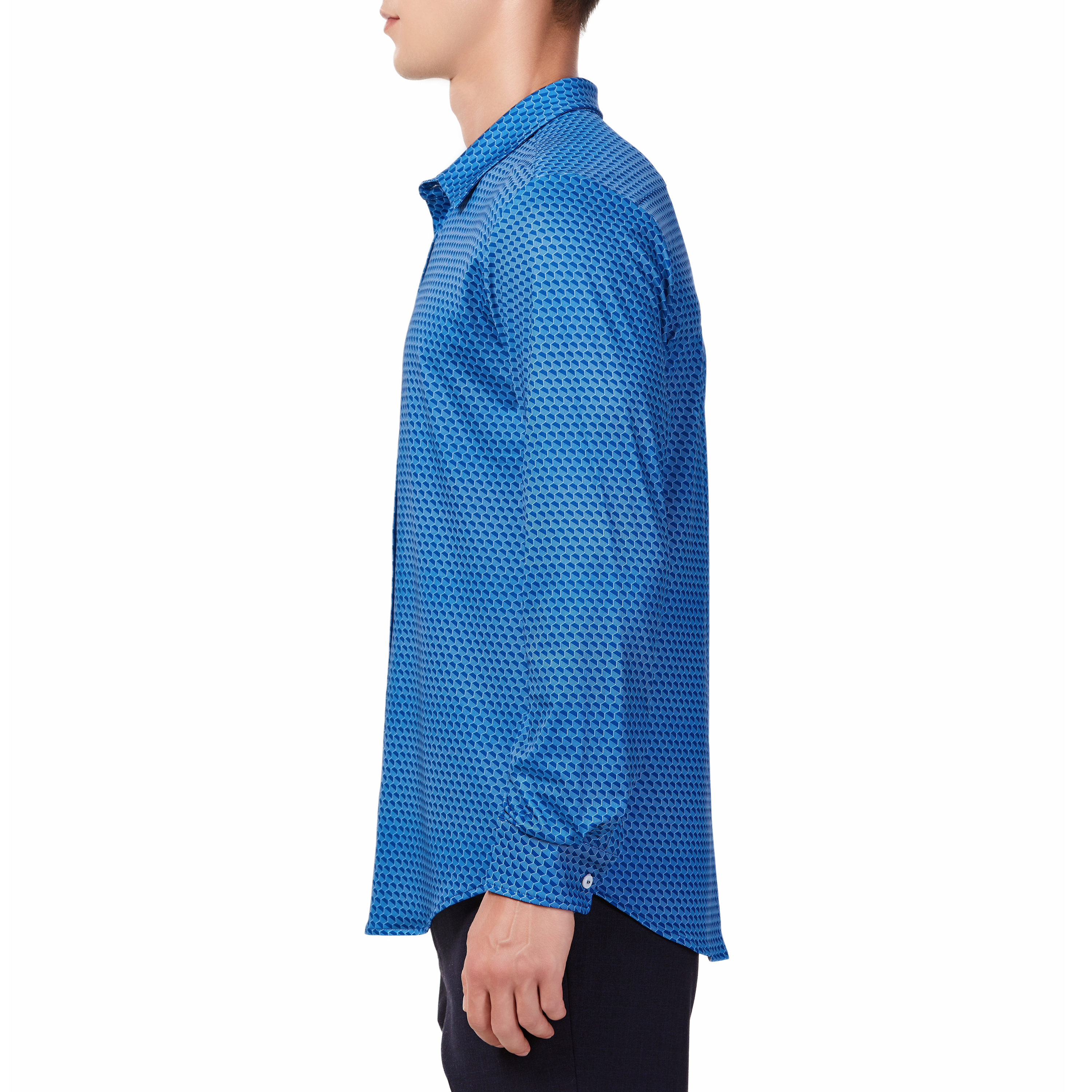 blue hexagon dress shirt White & Blue Hexagon Dress Shirt 3XL
